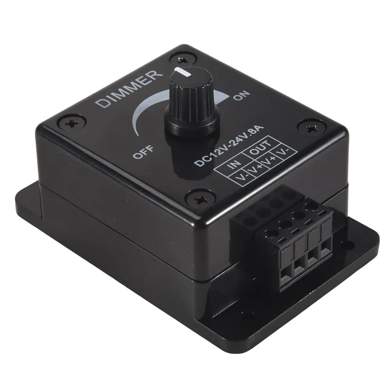 Черный светодиодный диммер, 12 В постоянного тока, 24 В, 8 А, регулируемая яркость, лампа, драйвер полосы, одноцветный светильник, контроллер питания