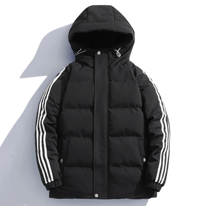 Men Puffer Down Cotton Jacket Mens Fashion Stripe Hooded Coat Padded Warm Jackets Windproof Parkas 2024 New Plus Size 7XL 8XL