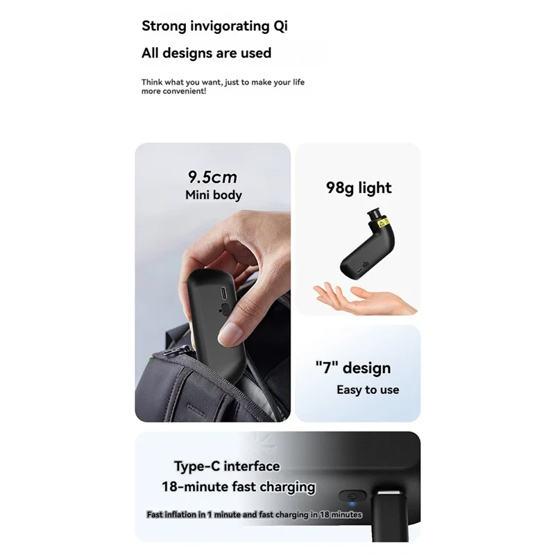 

A60E-Mini Electric Air Pump 100PSI Portable Bike Pump Rechargeable Compressory Tire Inflator For Motorcycle Bicycle Inflator
