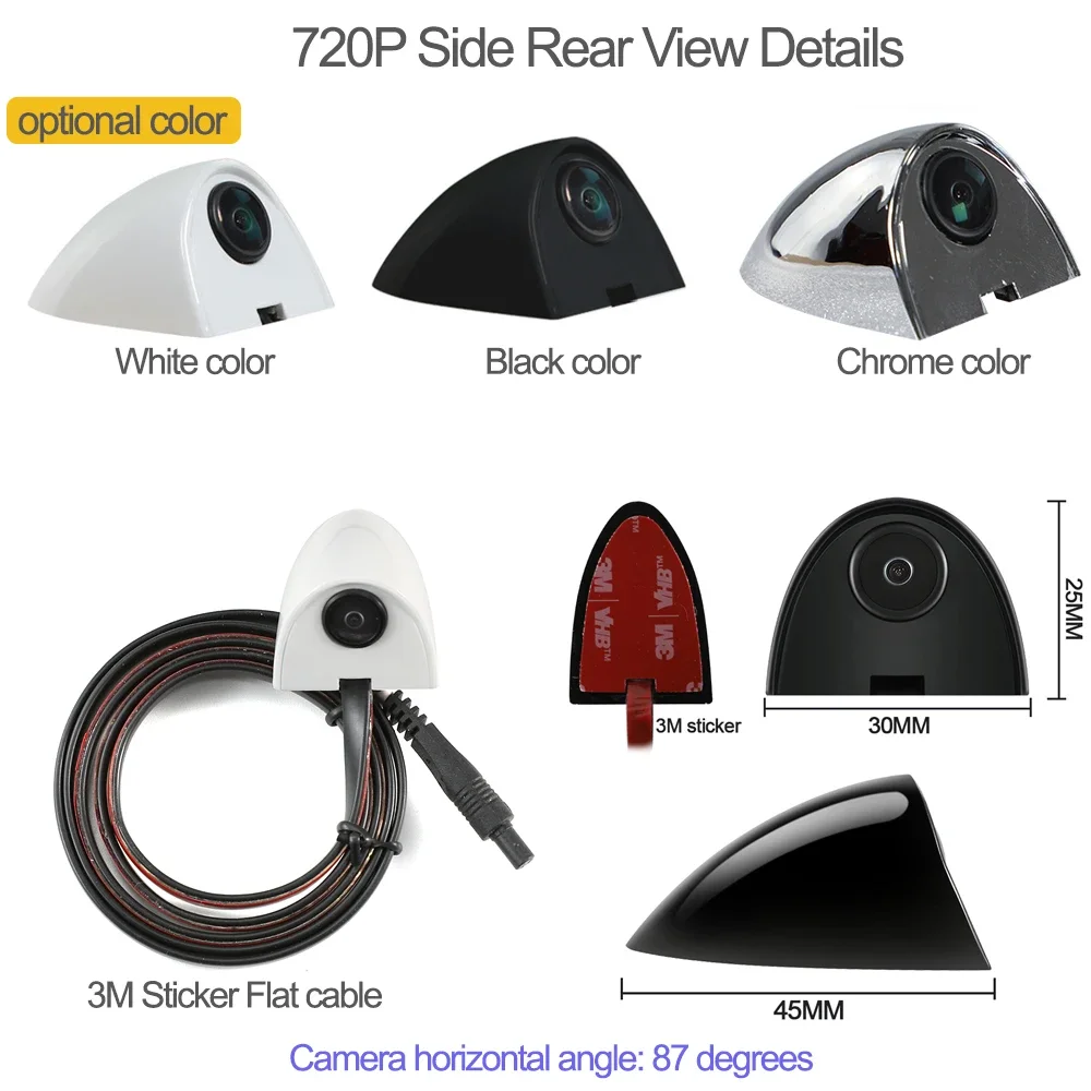 Carsanbo 5 In Side View Mirror Monitor System AHD 1080P 87° Car AHD 1080P Blind Spot Camera with Recording and Playback Function