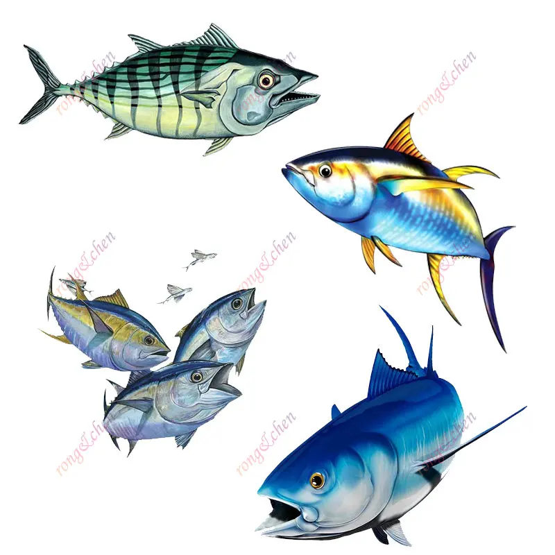 Animal Car Sticker Bluefin Yellowfin Tuna Fish for Car Motorcycle Racing Helmet Laptop Trunk Body Car Window Surfboard PVC Decal