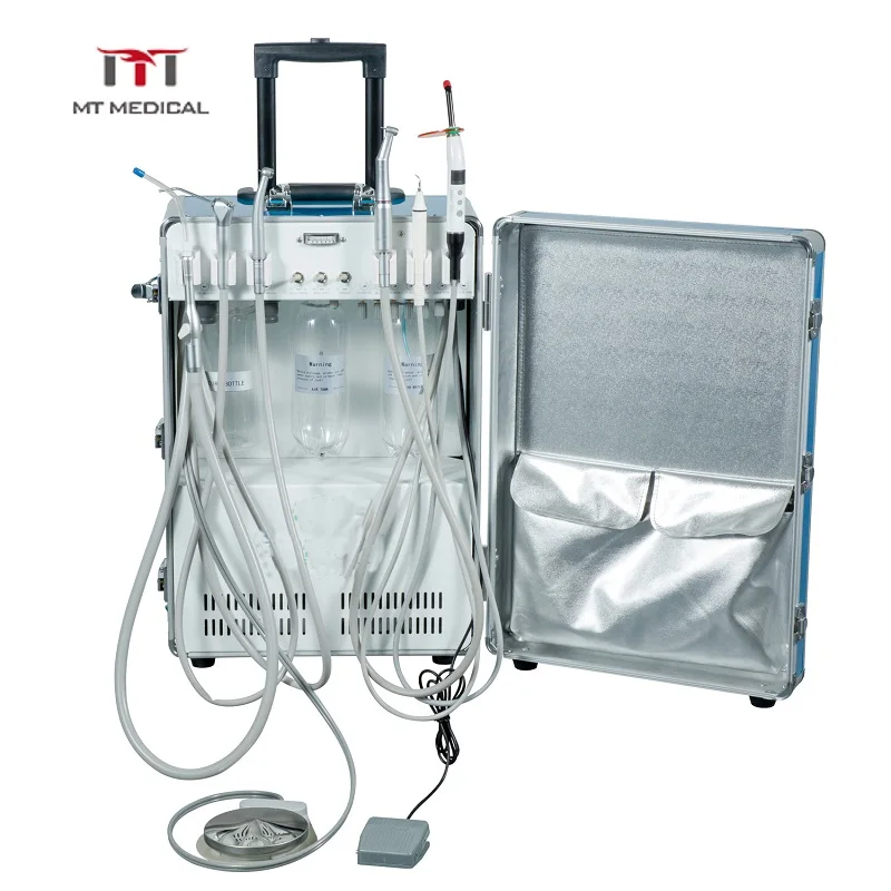 MT Medical Portable de-tal Unit with 600ML Clean Water Bottle Mobile de-tal Unit with Air Compressor de-tal Equipment