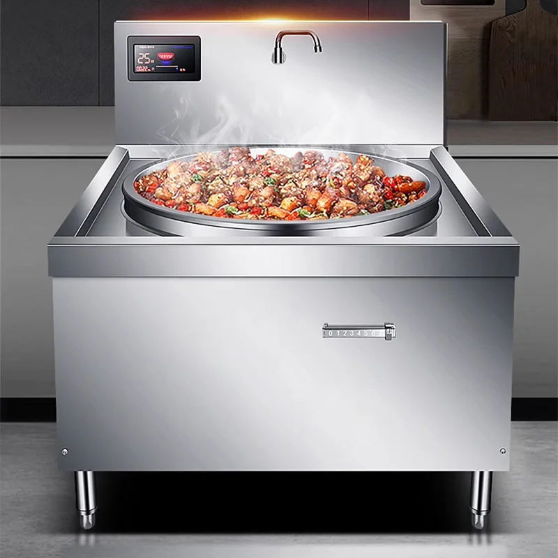 Коммерческая индукционная плита, большая кастрюля, кухонная большая плита 6 кВт, 8 кВт, мощная вогнутая индукционная плита, промышленная плита
