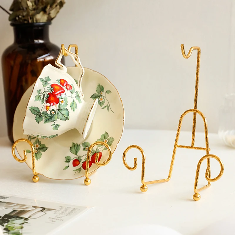 Luxury Tea Cup And Saucer Display Rack Metal Coffee Tea Cup Sets Coffee Storage Rack Simple Suitable For Tray Tea