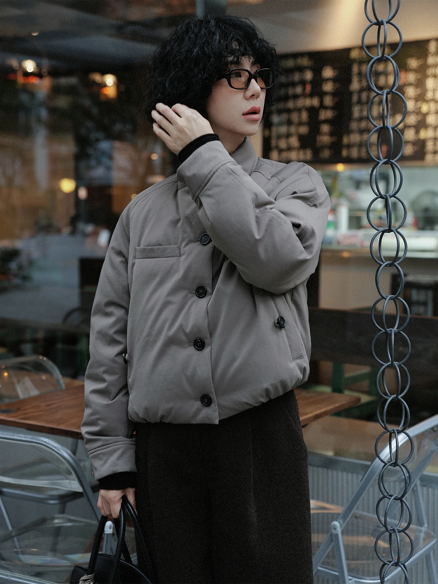 

Sli ort White Goose down Jaet Women's Winter Coat Coffee Color Not Puffy Outerwear TT Commute Sle Regular Fit