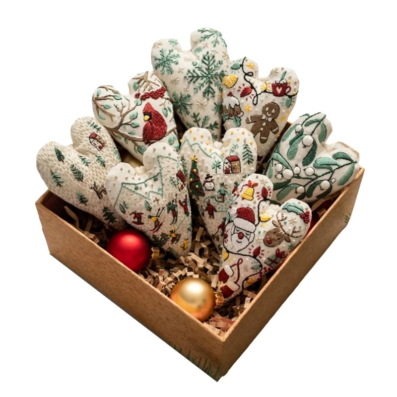 

DIY Heart Embroiderychristmas Decoration Embroidery Set, Hand Embroidered Christmas Tree Pendantheart Cross Stitch Kit