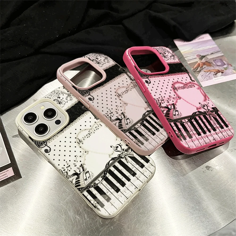 Klaviernoten-Spitzen-Handyhülle für iPhone 17 16 15 14 13 12 11 ProMax 16 15 14 Plus 17 16 15 14 13 12 Pro 17Air Silikon-Matt-Cover – Detail 3