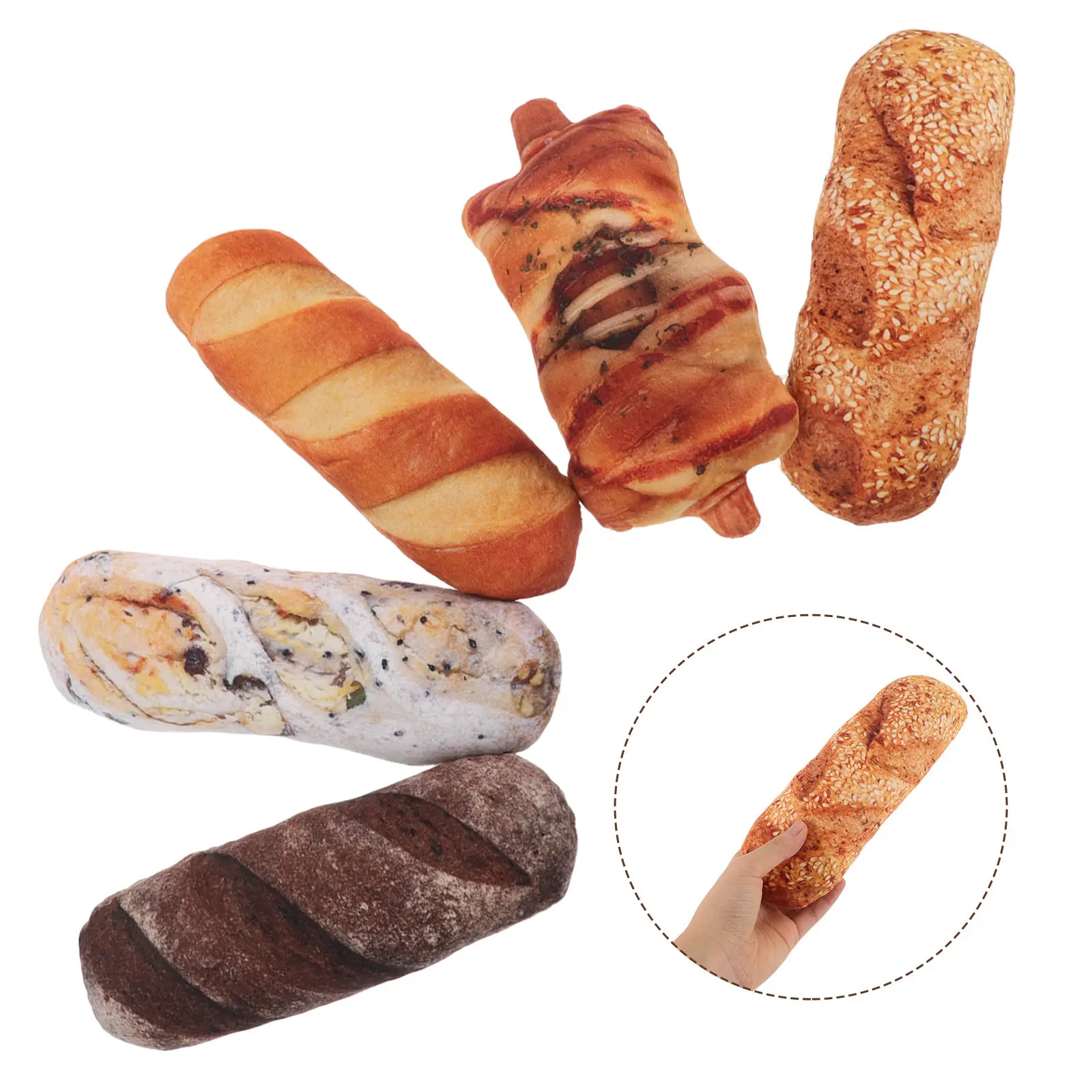 

Набор из 5 подушек в форме хлеба: креативные реалистичные подушки-имитации хлеба для дома, дивана, кровати, офиса, путешествий, в форме еды, для поддержки поясницы