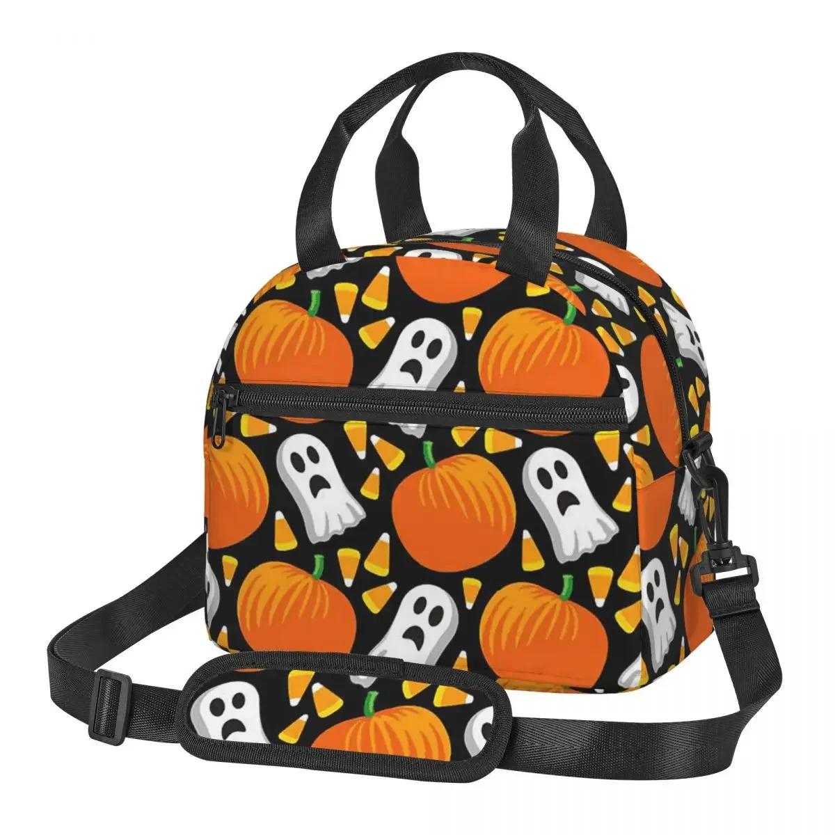 

Сумки для обеда на Хэллоуин с тыквой и призраком, изолированная коробка для бенто, портативная сумка для обеда, сумки для пикника, термосумка для женщин, школы