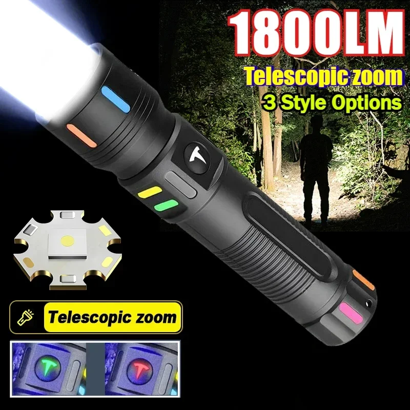 3 Styles Powerful LED Flashlight Portable Rechargeable Flashlight Outdoor Fluorescence Torch Camping Waterproof Emergency Lights