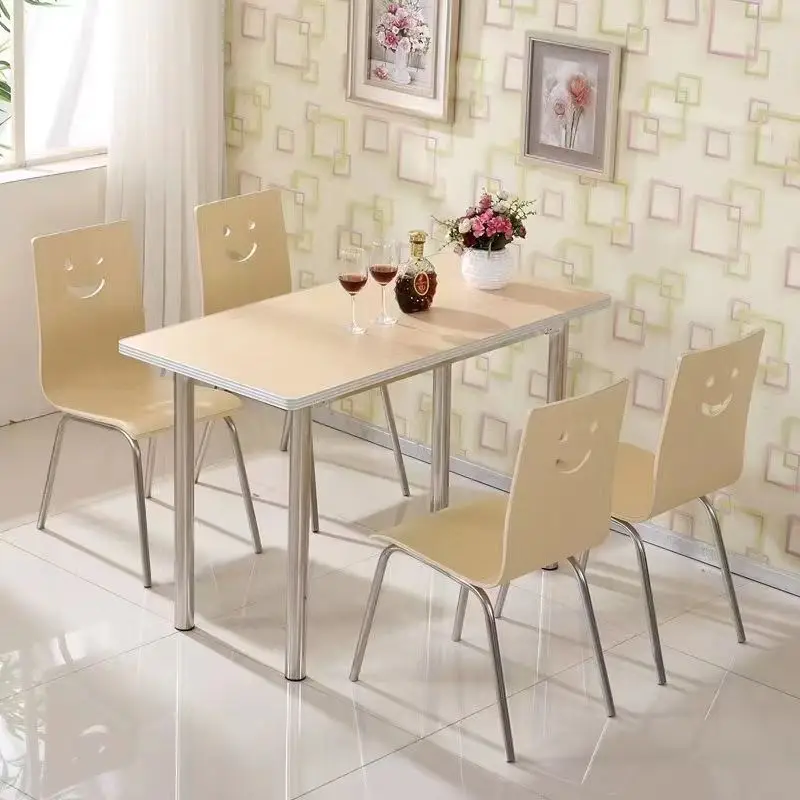 Fast food table and chair combination Snack library Learning table and chair School student canteen Four-person noodle shop