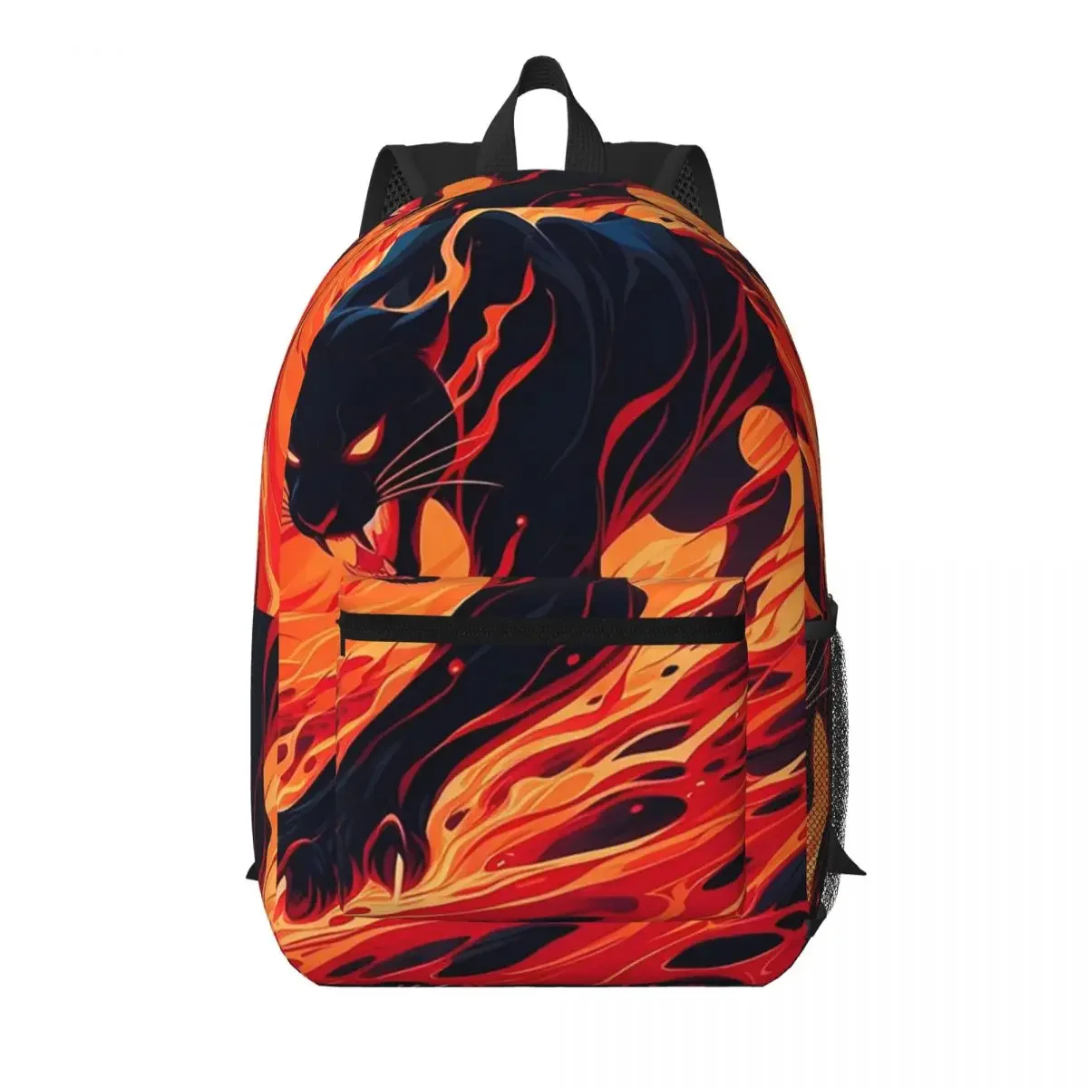 Black Panther Leopard Walking From Flame Student Backpack School Bag Hiking Travel Daypack for Men Women Bookbag Shoulder Bags