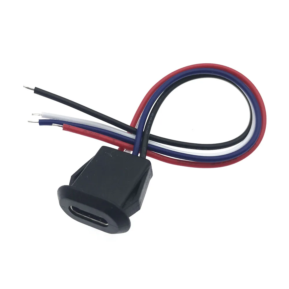 2/4/6Pin USB C نوع قابس الطاقة جاك موصل المباشر ضغط الإناث قاعدة أنثى المقبس شحن واجهة مع كابل