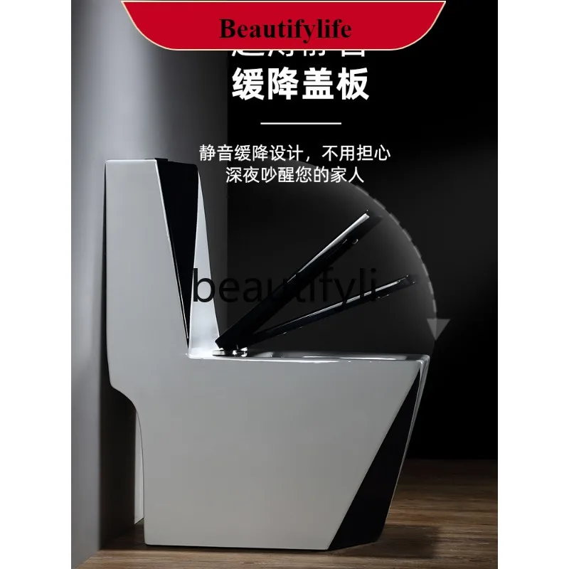 

B185 Colorful Square Personalized Diamond Ceramic Toilet Household Bathroom Odor-Proof Siphon Seat Toilet