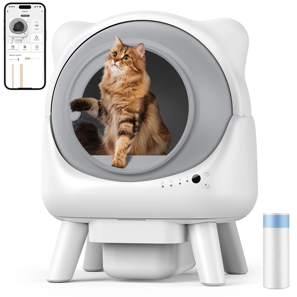 Automatische Katzentoilette, Amicura X1 Selbstreinigende Katzentoilette mit 10-Schicht-Sicherheitsschutz, Smart App-Steuerung und Überwachung