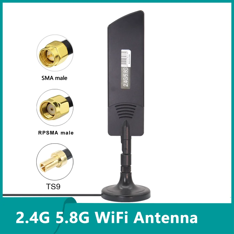 

Signal Booster 2.4G 5G 5.8G Dual Band Antenna 18dbi High Gain WiFi Omni Amplifier for Zigbee Blueteeth Module TS9 SMA RSMA