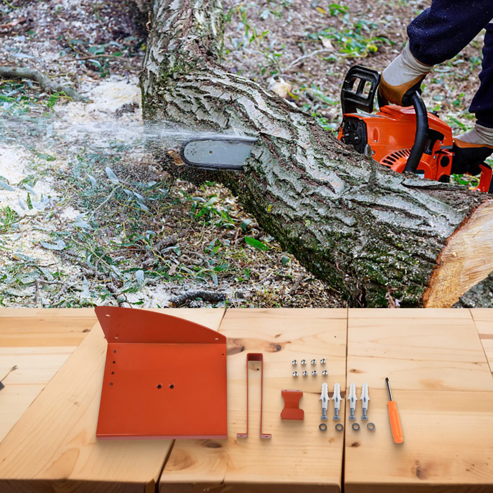 Wall mounted heavyduty chainsaw holder for garage or workshop storage compatible with MS250 MS251 MS170 MS171 MS172 chainsaws