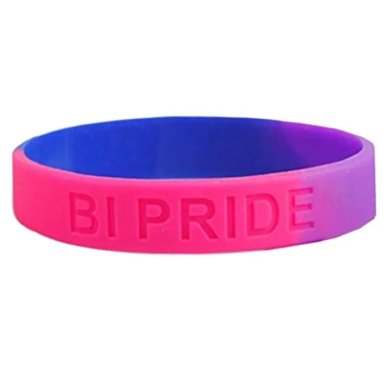 Rainbow Silicone Wristband Chain Style Rubber Bracelet Letters Pride Assorted Color Handband Wristlet Sports Party Props