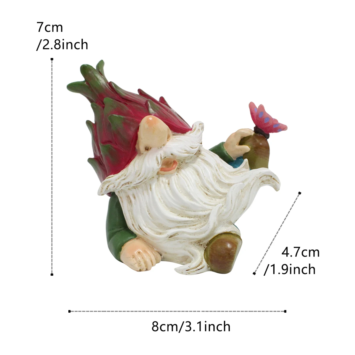 1pc Funny Pitaya Gnome Garden Statue,  Resin Dwarf Statue, Mini Doll Figures Home Decoration,  Weatherproof Funny Garden Gnome O
