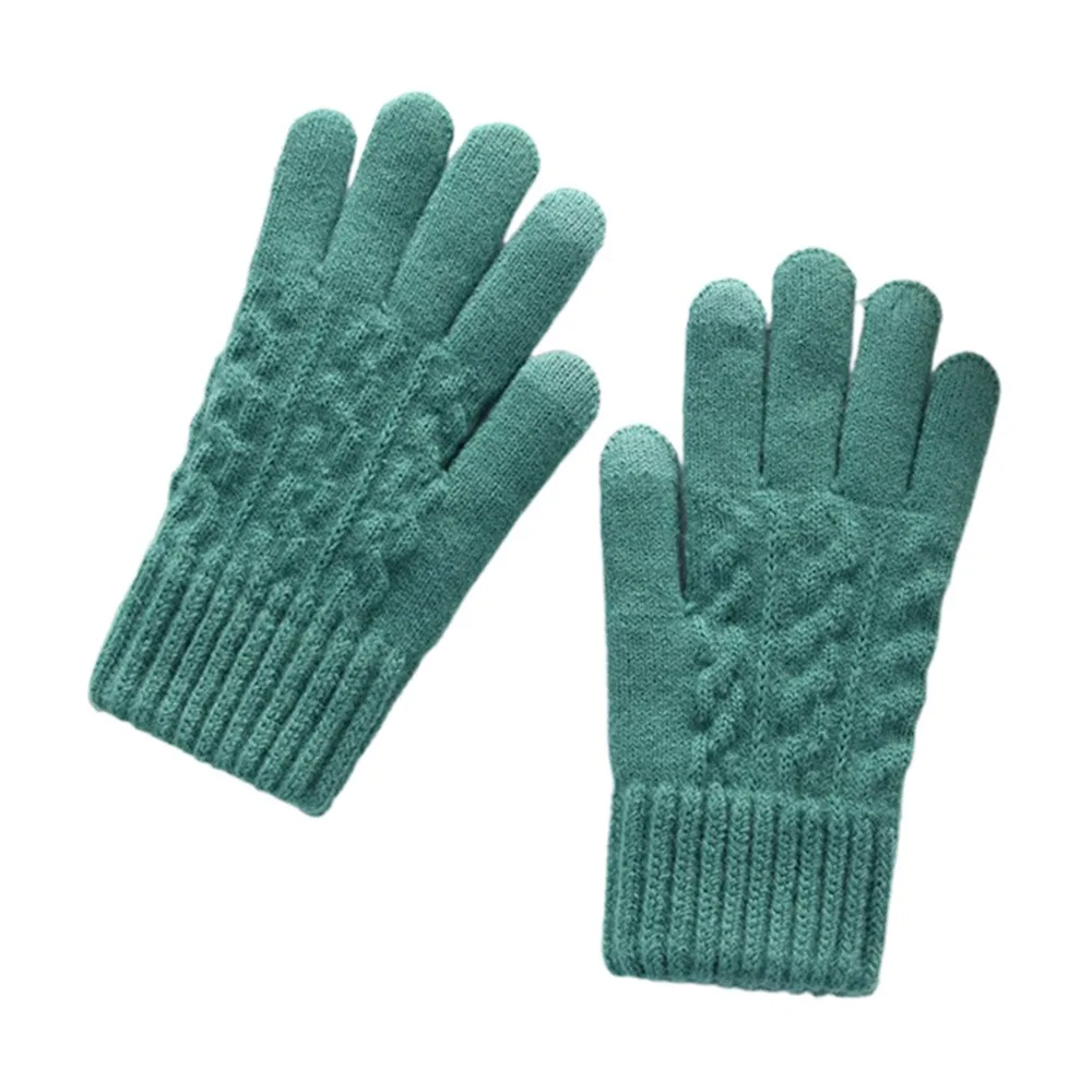 

New Thick Warm Women's Knitted Gloves Plush Touch Screen Cold-proof Gloves Windproof Keep Warm Men Women Mittens Riding Skiing