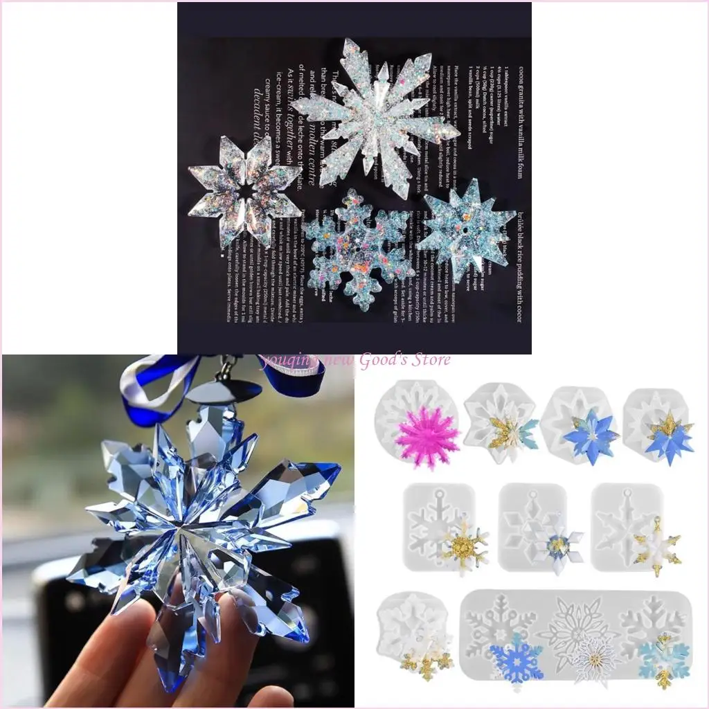 

57QA 6Pcs Glossy Christmas Day Ornaments Silicone Epoxy Resin Molds DIY Keychain Pendant Jewelry for Valentine Gift Craft