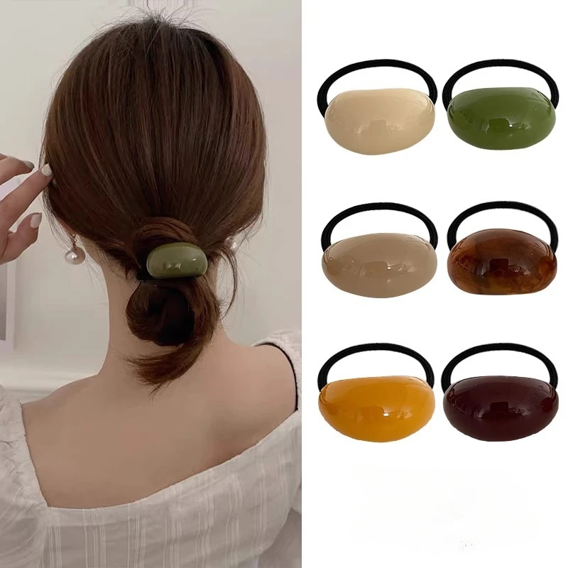 

Fashion Women Elastic Hair Band Camber Acetate High Elasticity Hair Ties Solid Color Girls Rubber Band Hair Accessories New