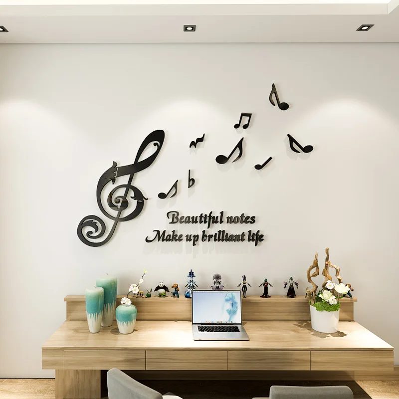 

3D music acrylic three-dimensional wall decals room layout background wall decorations stickers