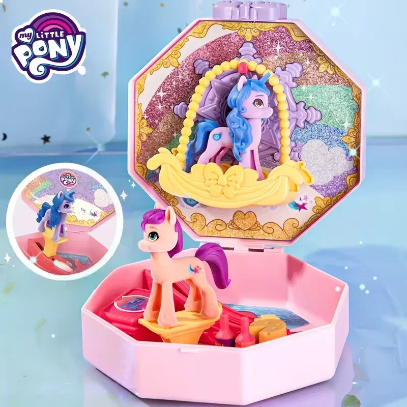 Genuine Hasbro My Little Pony Girl Scene Suitcase Peripheral Collection Doll  Cute Kawaii Birthday Christmas Gift Decoration