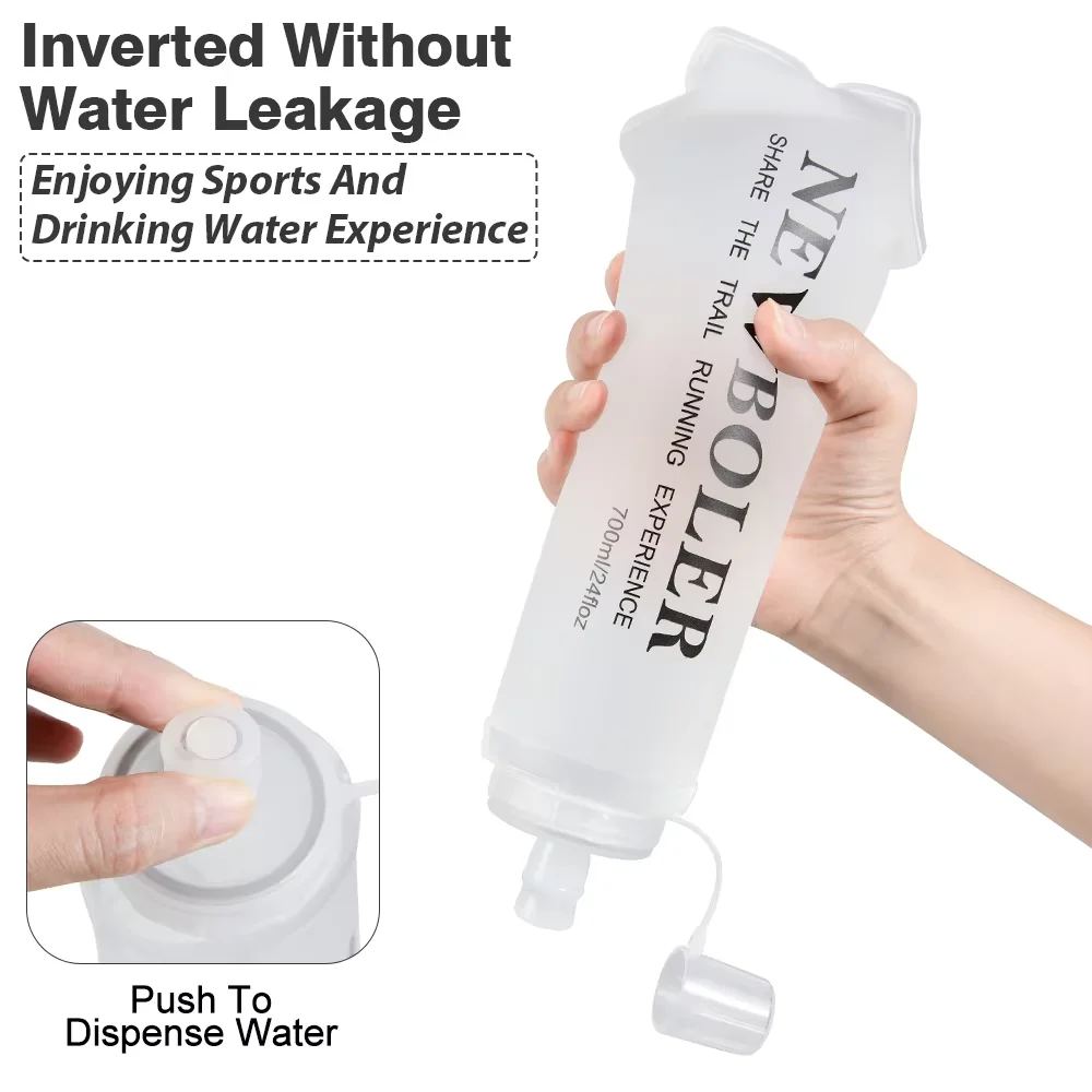 NEWBOLER TPU Outdoor Sport Folding Soft Flask Drink Portable Water Bottle for Running Camping Hiking Bicycle Fitness Water Bag image 5