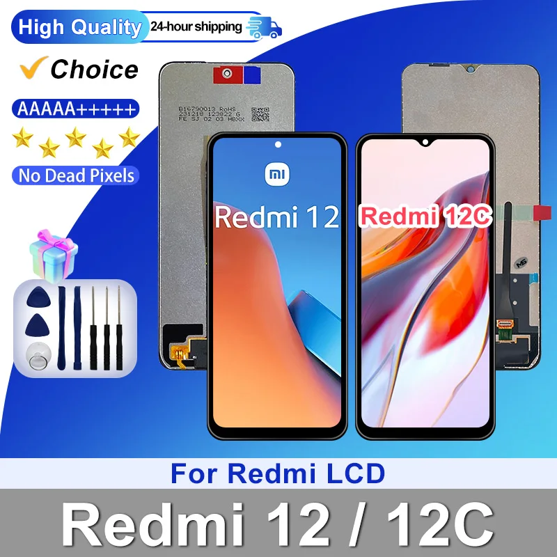 For Xiaomi Redmi 12C Display LCD Mi Poco C55 Touch Screen Digitizer For Redmi 12 LCD Display 22120RN86I Replacement Parts