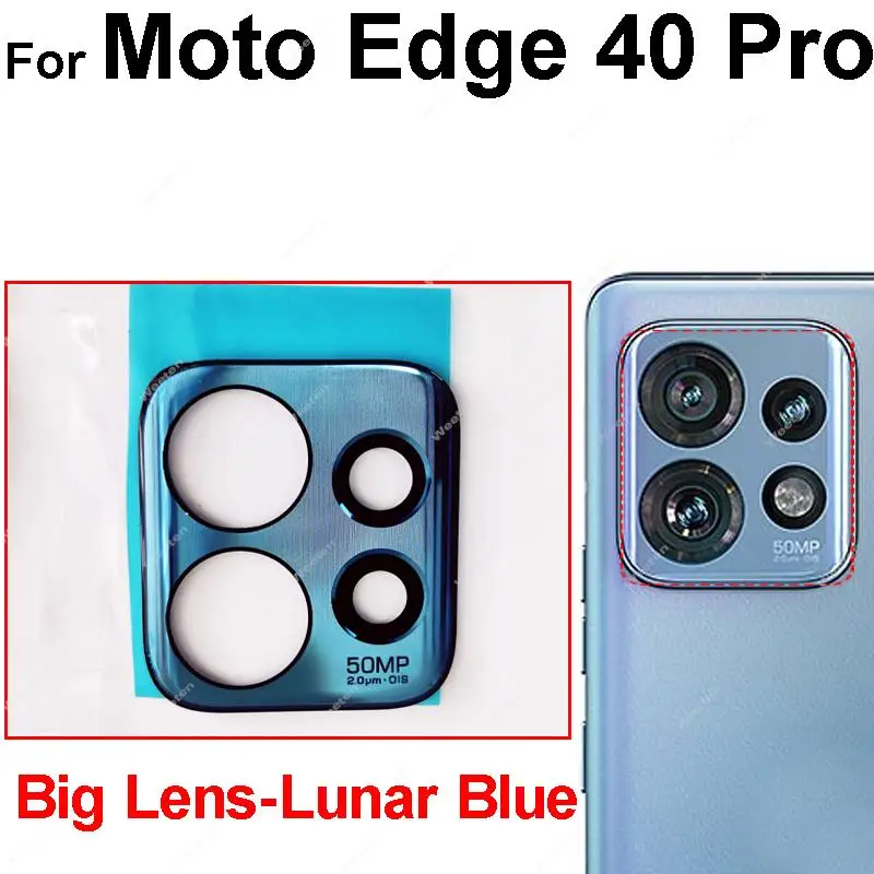 Rear Camera Glass Lens Cover For Motorola Edge 40 Pro Back Camera Lens With Frame Cover Holder Replacement Repair Parts