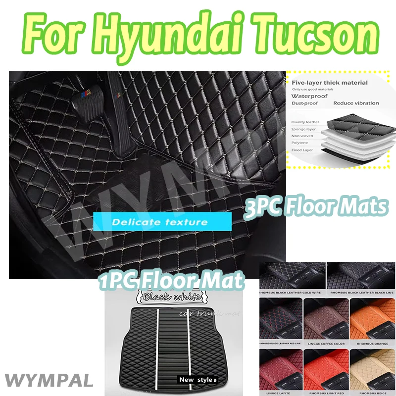 

Luxury Auto Interior Car Floor Mats For Hyundai Tucson 2018 2017 2016 2015 Carpets Styling Custom Waterproof Parts Accessories