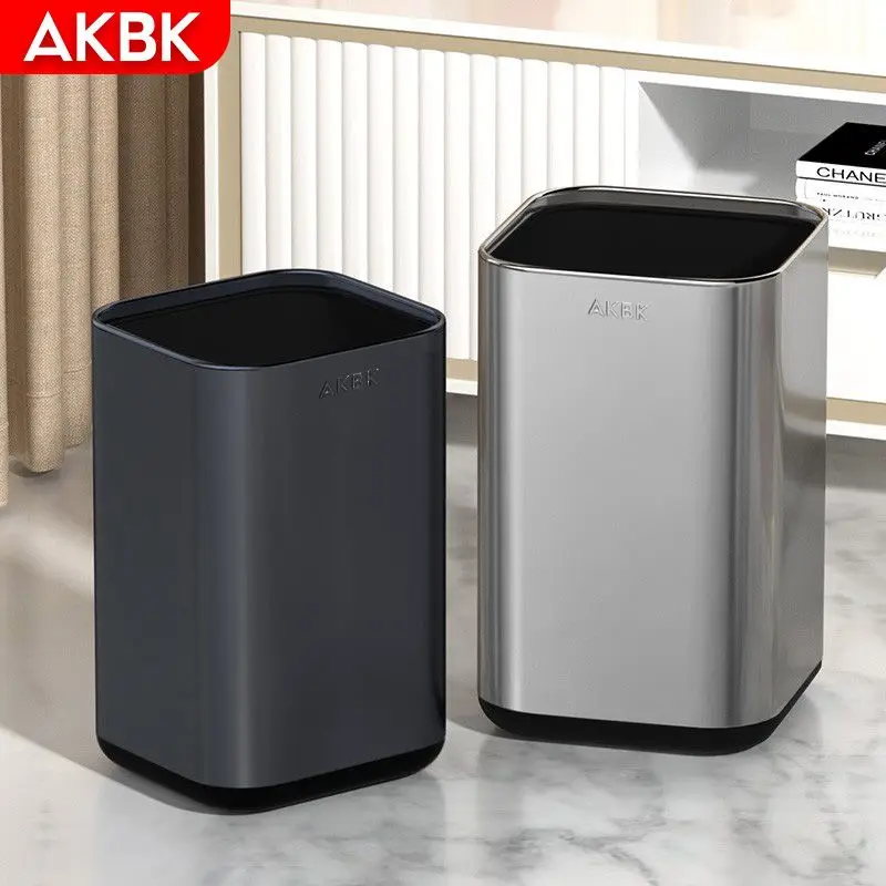 Living Room Trash Can Without Lid Household Stainless Steel Kitchen Large Capacity Toilet Premium Luxury Hotel Customize LOGO