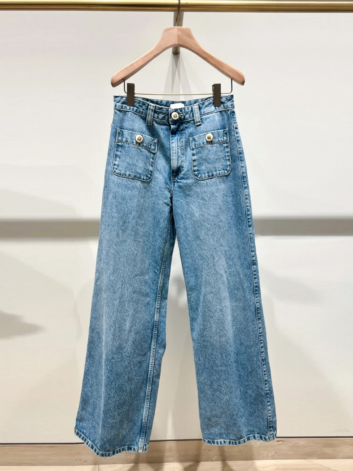 

High-End Casual Blue Wide Leg Jeans for Women High Waist Straight Cut Durable Comfortable Wear All Seasons S Home South Oil