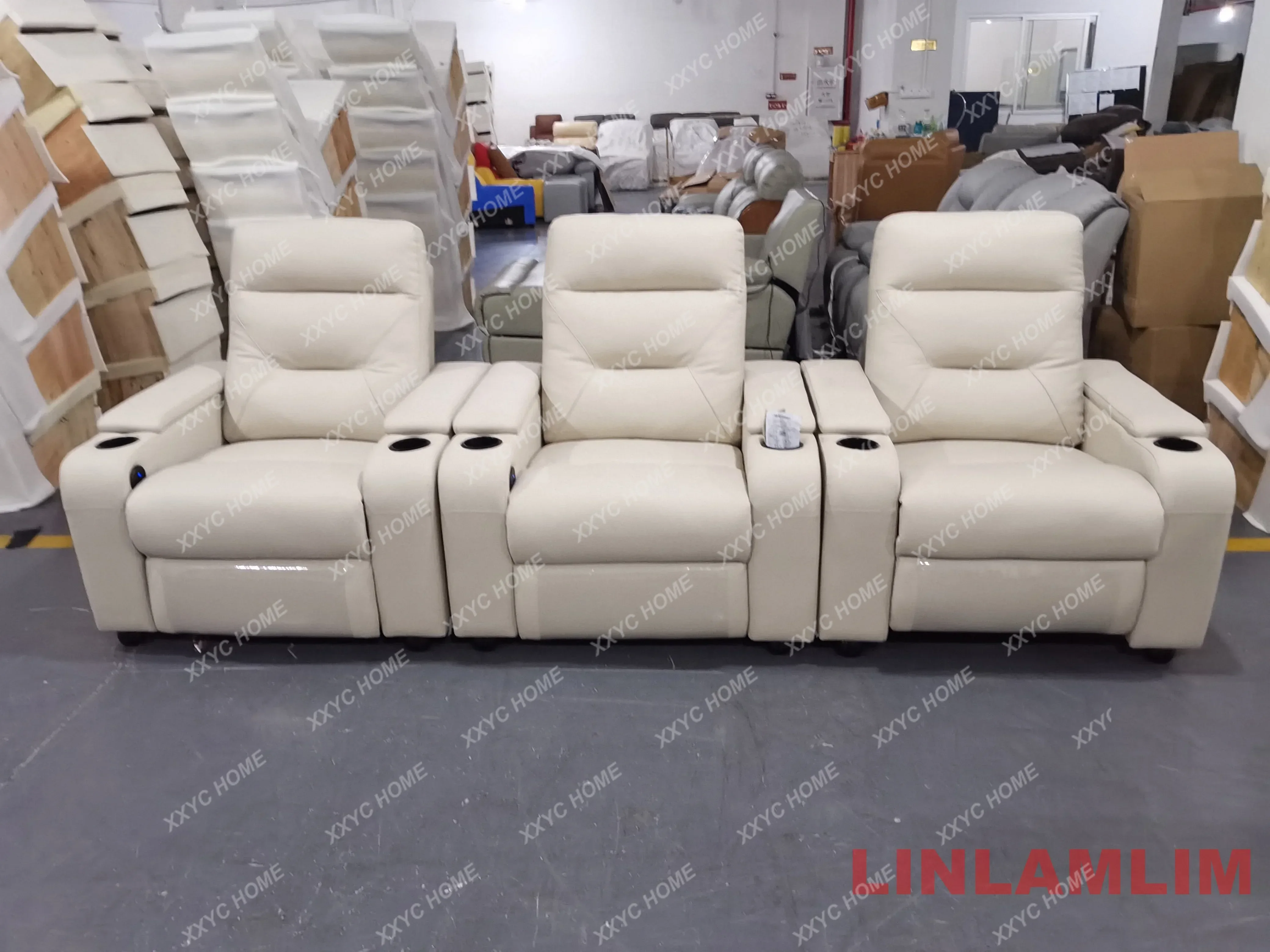 A Leather Sofa set With POWER RECLINING SEATS, Theater Electric Recliner Couch  Seating Room Cinema Sofas