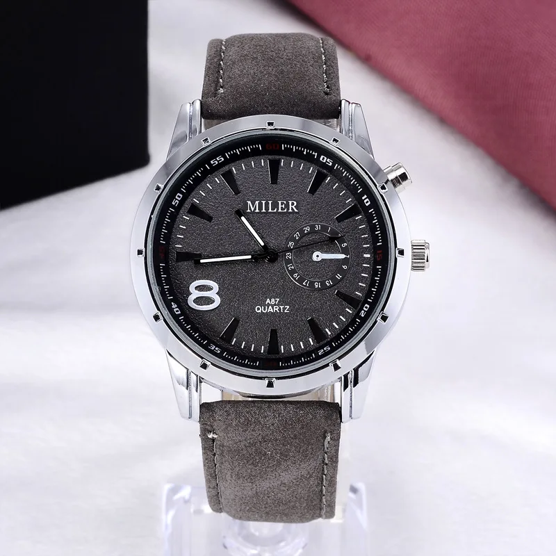 

MILER Men Watches Men Sports Watches Leather Band Quartz Wristwatches Men Military Army Watches horloge heren relogio masculino