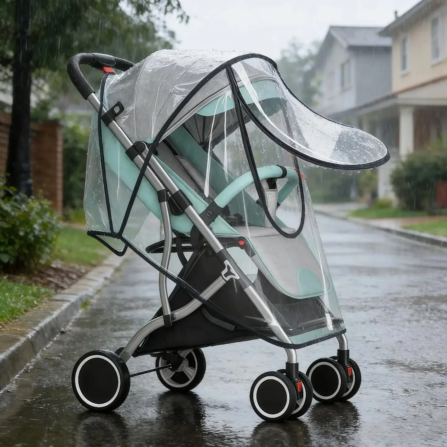 Universal Waterproof Pram Rain Cover Baby Stroller Accessories Transparent Wind Dust Shield Zipper Open for Pushchairs Raincoat