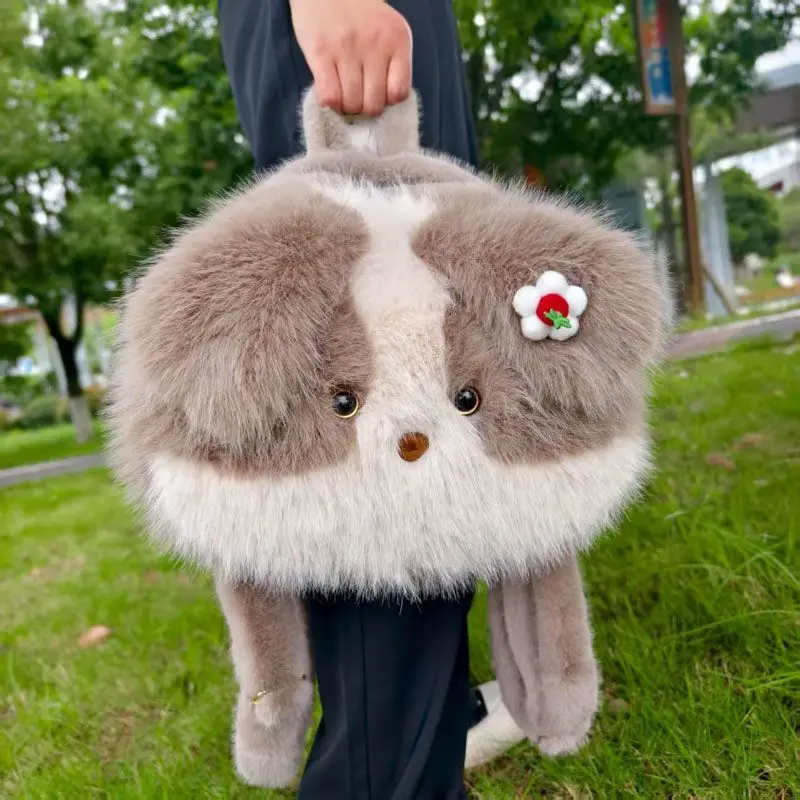 

JIAERDI милый реалистичный рюкзак для щенков, женский плюшевый рюкзак с героями мультфильмов, большая вместительная сумка, женская кавайная милая студенческая сумка Mochilas Mujer 2025