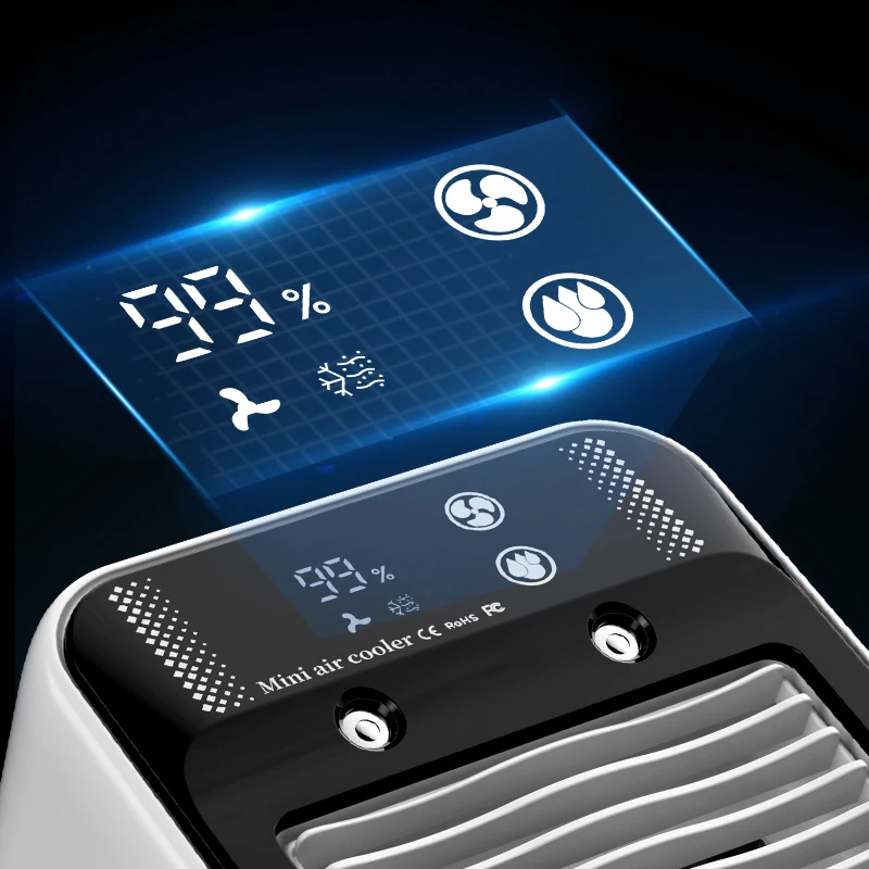 Portable Mini Air Conditioner for Dormitory | Fast Cooling Ultrasonic Nano Mist LCD Display Rechargeable Portable Outdoor Cooler image 2