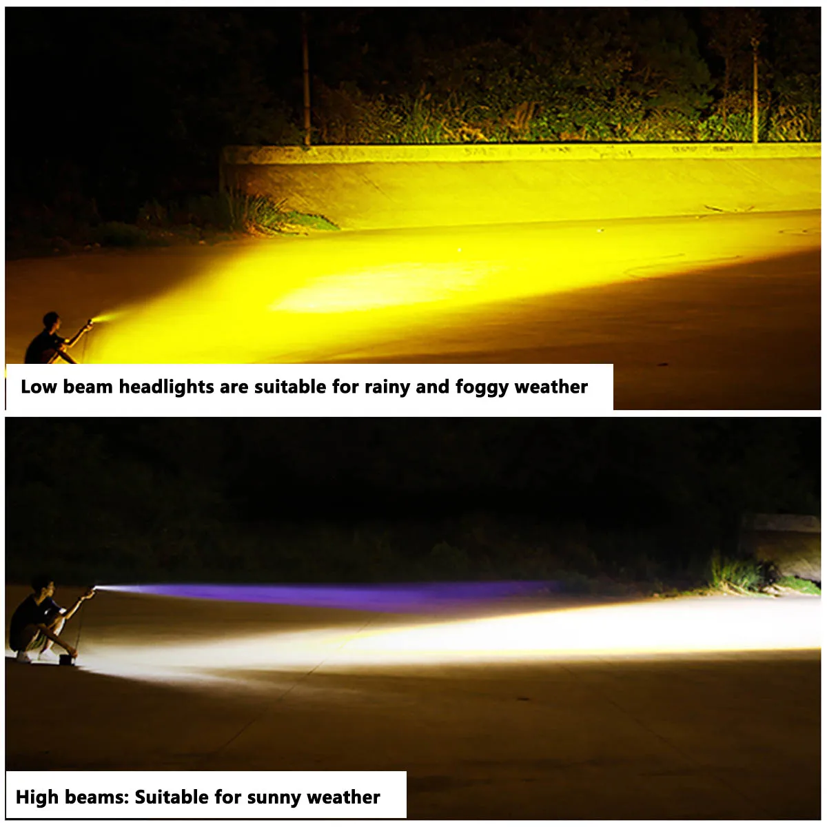 Motorcycle LED Spot Light Dual Color Hi/Low Beam Fog Lamps for Car Trucks SUV UTV 12V 24VMini Lens Headlight Driving Light