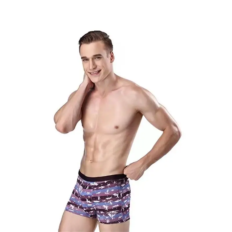 8pcs/Lot Men\'s Underwear Fashion Trend Comfortable Soft Fabric Boxer Shorts Mid Waist Striped Camouflage Breathable Boxer Shorts