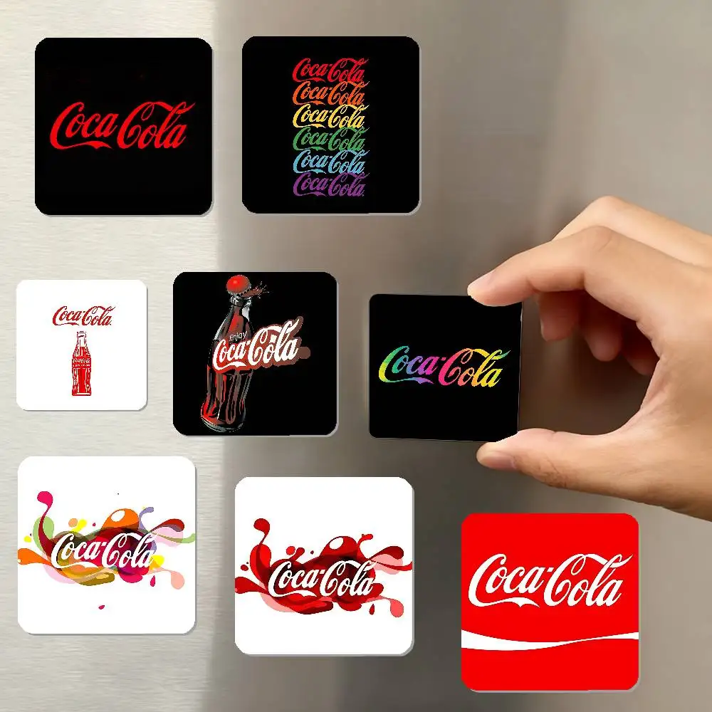 Pegatinas cuadradas con imán para refrigerador con logotipo de C-Coca Cola, se pueden utilizar para personalizar la decoración del hogar y son recuerdos ideales o Gif