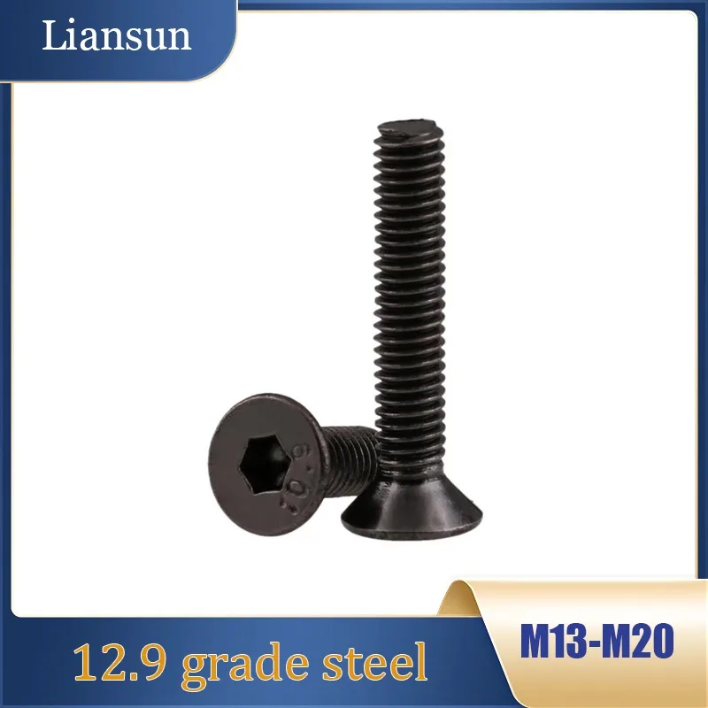 10.9 Grade High-Strength Black Nickel Hexagon Socket Countersunk/Flat Head Screws - M2-M8 Size Bolts for Machinery Repair