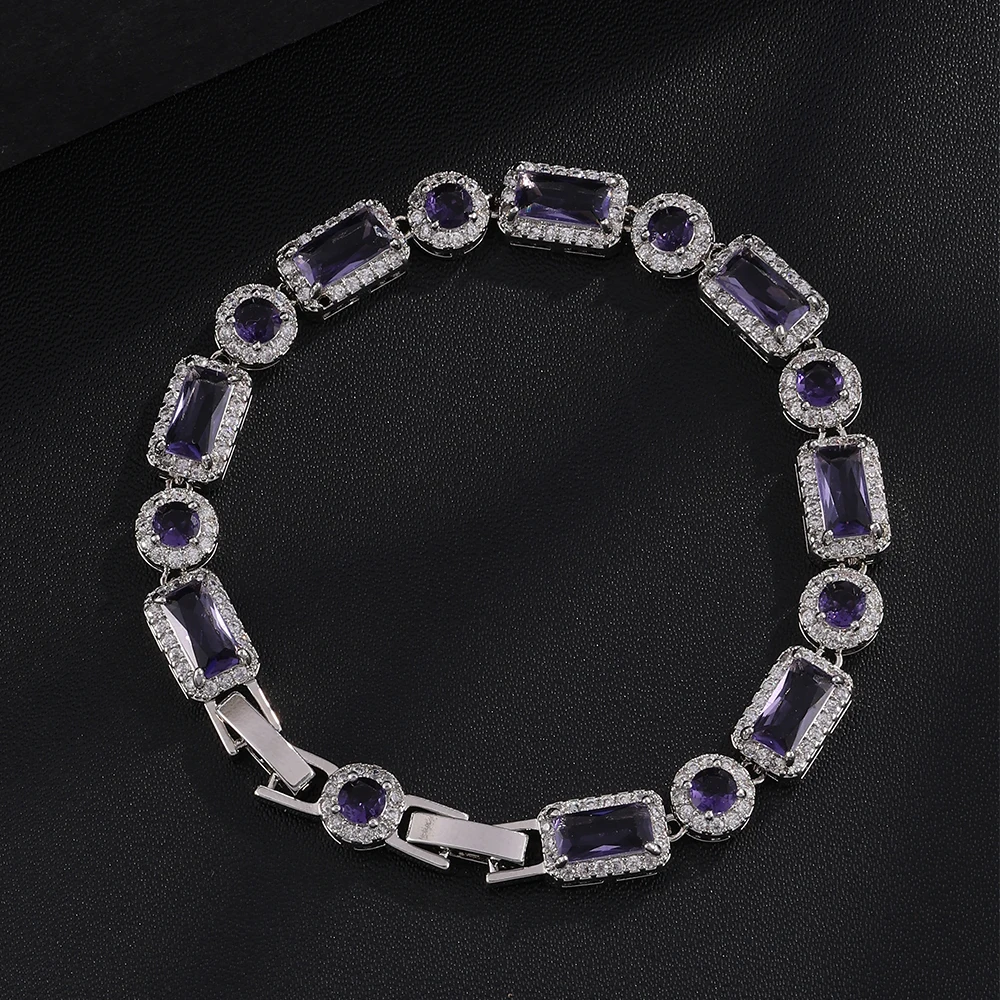 ZAKOL Neues Luxuriöses Glänzendes Buntes Geometrisches Zirkon-Kristall-Armband für Frauen, Wunderschöner Schmuck für Hochzeit und Party, Geschenk – Detail 10