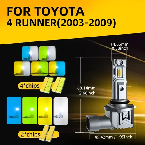 Imagen 2 del producto 2 × bombillas LED de luz antiniebla delantera para coche blanco amarillo colores duales Switchback para Toyota 4Runner 2003 2004 2005 2006 2007 2008 2009