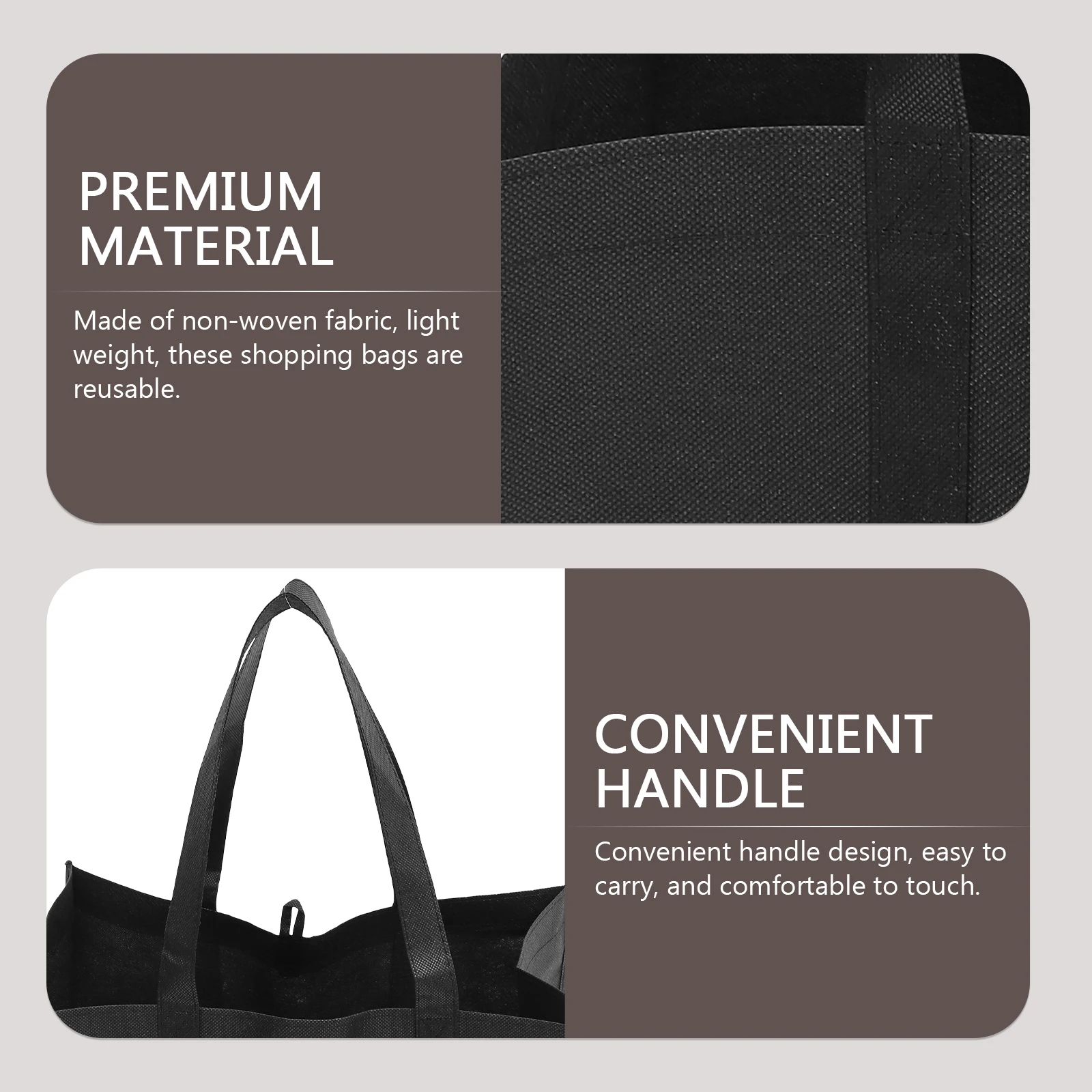 

3 Pcs Shopping Bag Set Reusable Handbag Grocery Bags Non-woven Fabric Large Capacity Tote