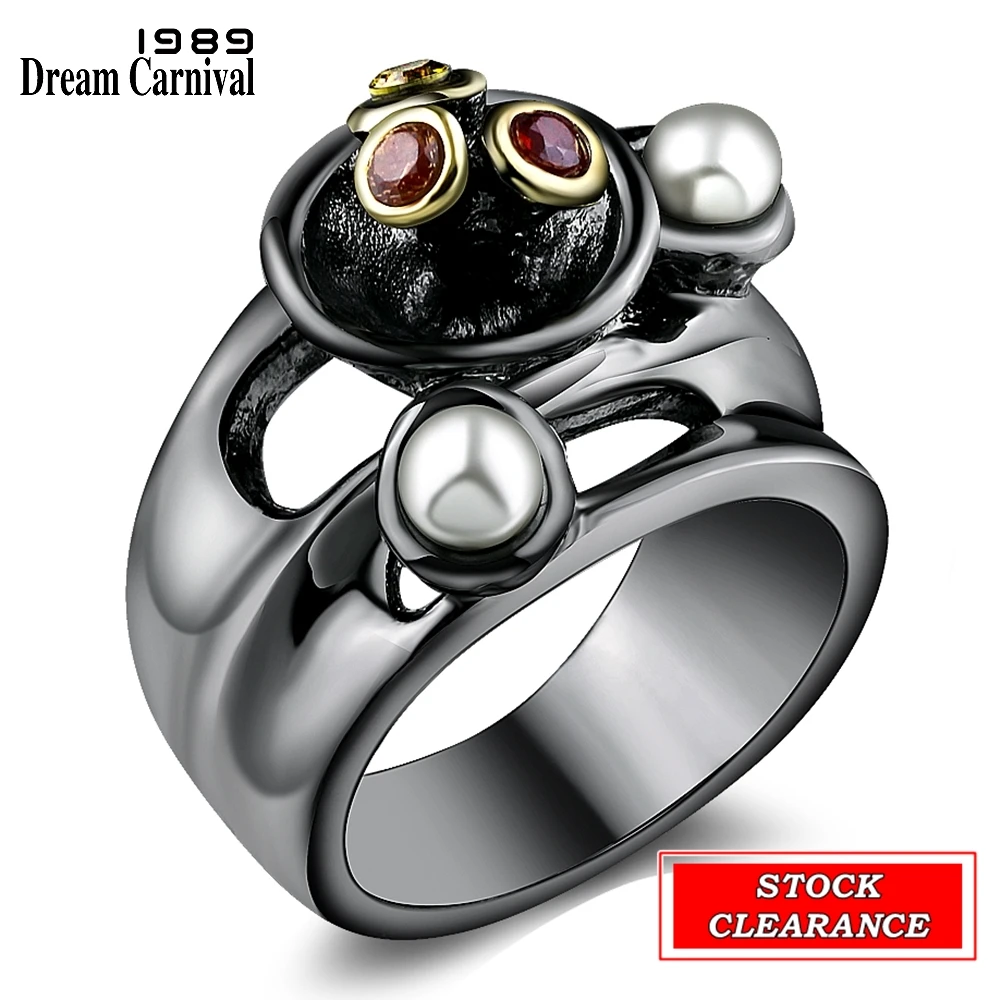 Big Bargain DreamCarnival1989 Women Gothic Pearl Rings Stock Clearance Limited Size Small Quantity Bottom Price Sale Lover Gift