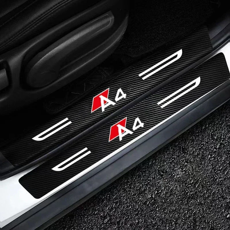 Car Door Threshold Anti Scratch Waterproof Sill Sticker For Audi A4 Logo Interior Anti‑Kick Stickers Auto Decor Accessories