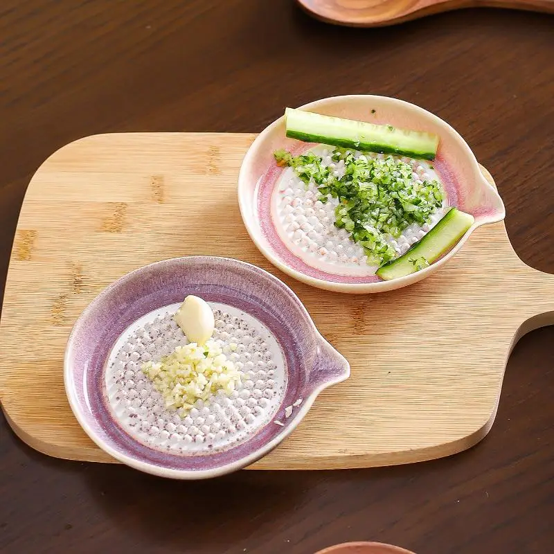 Japanese Style Porcelain Ceramic Garlic Grater Plate Ginger Wasabi Grinder With Spout Kitchen Tool For Paste Making