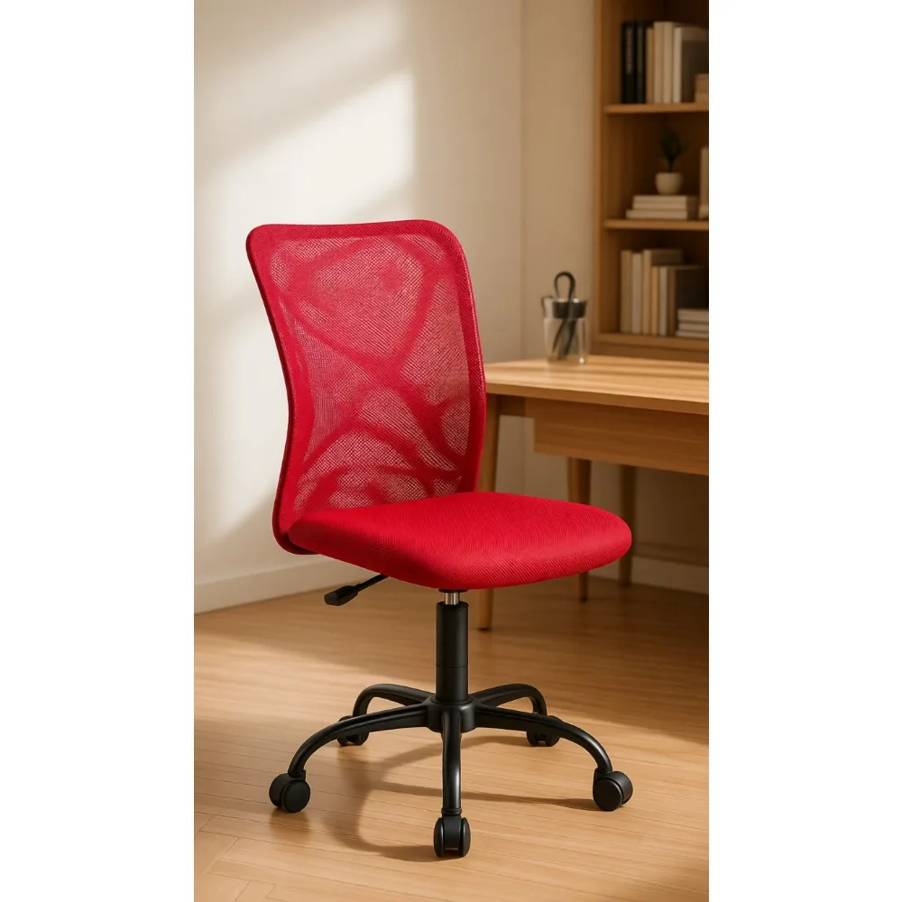 

Эргономичное сетчатое офисное кресло без подлокотников, поворотное, с поясничной поддержкой, красное